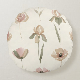 Weiche Wasserfarben-Blumen-Rundkissen Rundes Kissen