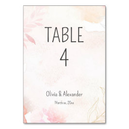 Weiche Wasserhymne Blush Bloral Hochzeit Tischnummer