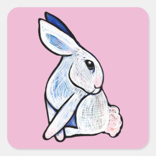 Weiche weiße Häschen-Illustration Quadratischer Aufkleber