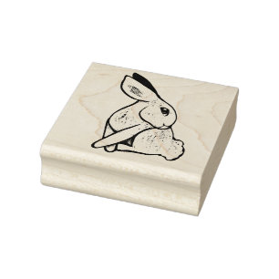 Weiche weiße Kaninchen-Illustration Gummistempel