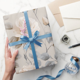 Weiche Weiße Rosen Beige Blumenmuster Geschenkpapier