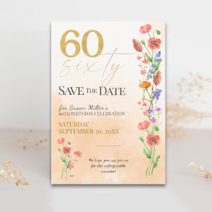 Weiche Wildblume 60. Geburtstag - 60 Jahre Save The Date