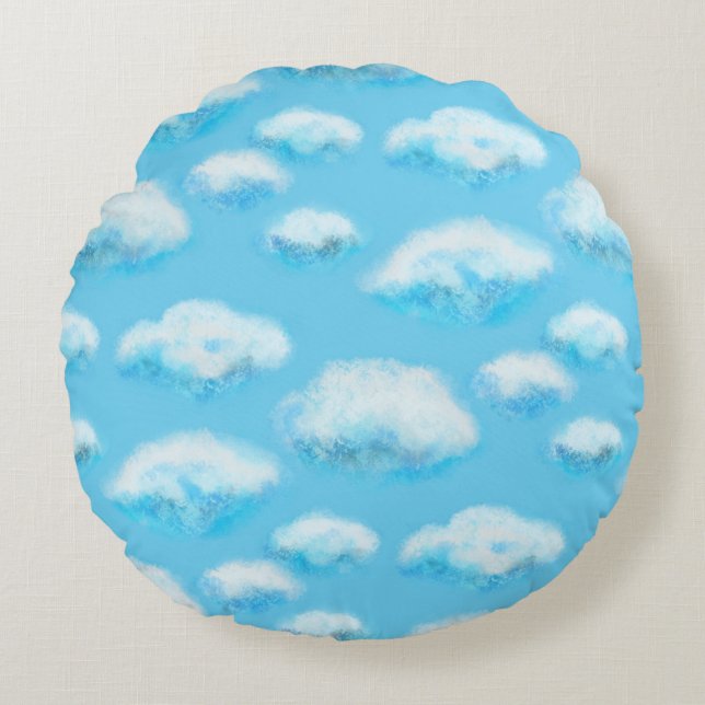 Weiche Wolken Rundes Kissen (Vorderseite)