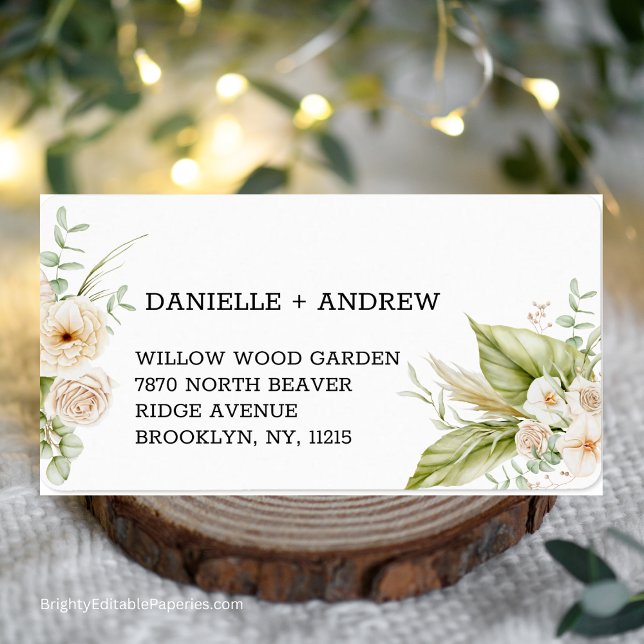 Weiche, zarte Pampas-GrassWedding Adressaufkleber (Elegant Pampas Touch: Enhance Your Wedding Details with Our Soft Delicate Pampas Grass Label.)