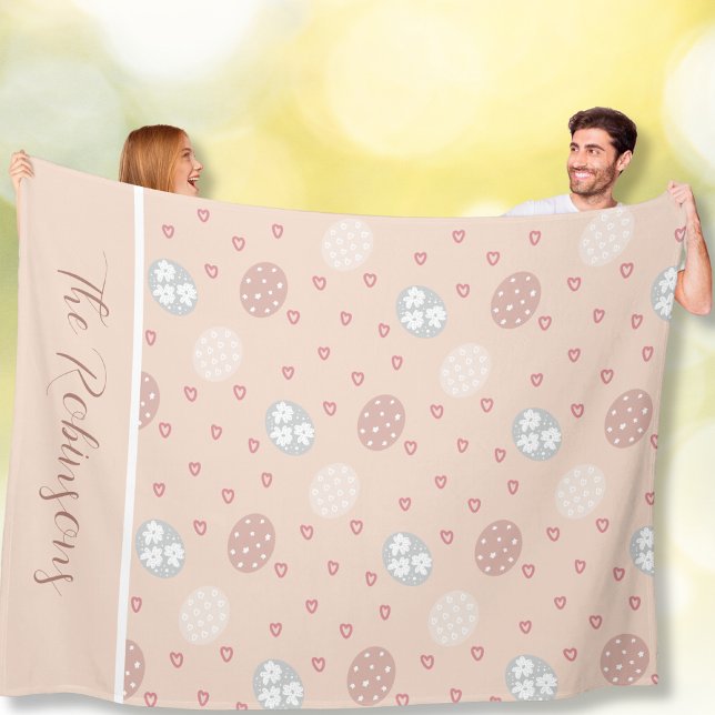 Weicheier für Ostern und Herz Fleecedecke (Soft Easter Eggs and Hearts Custom Fleece Blanket)