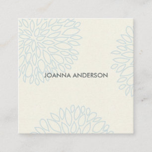 WEICHELEGANTER MINIMAL-AQUA BLAUE BLUE FLORAL PERS QUADRATISCHE VISITENKARTE