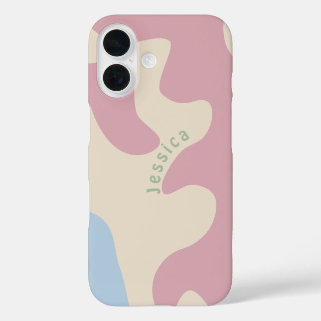 Weicher Abstrakter, Bio Personalisierter Name iPhone 16 Hülle (Rückseite)