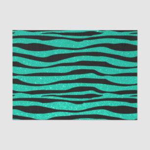 Weicher aquamariner blauer Glitzerzebra-Tierdruck Seidenpapier