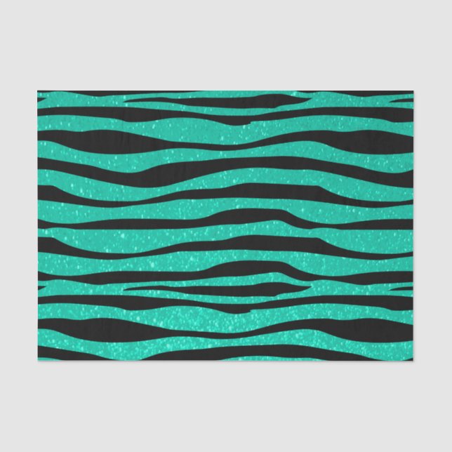 Weicher aquamariner blauer Glitzerzebra-Tierdruck Seidenpapier (Vorderseite)