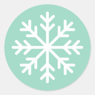 Weicher, Aquamariner Round-Snowflake-Aufkleber Runder Aufkleber