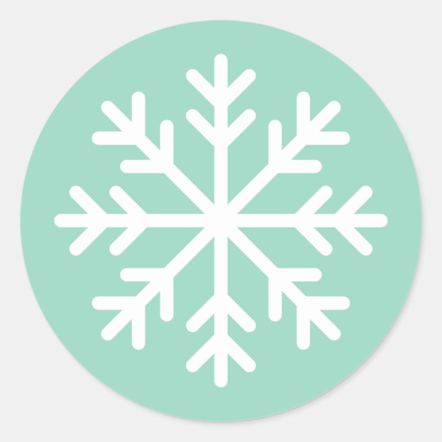 Weicher, Aquamariner Round-Snowflake-Aufkleber Runder Aufkleber (Vorderseite)