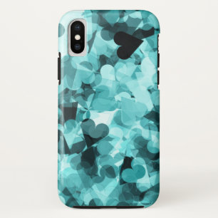 Weicher Baby-Blau Kawaii Herz-Hintergrund iPhone X Hülle