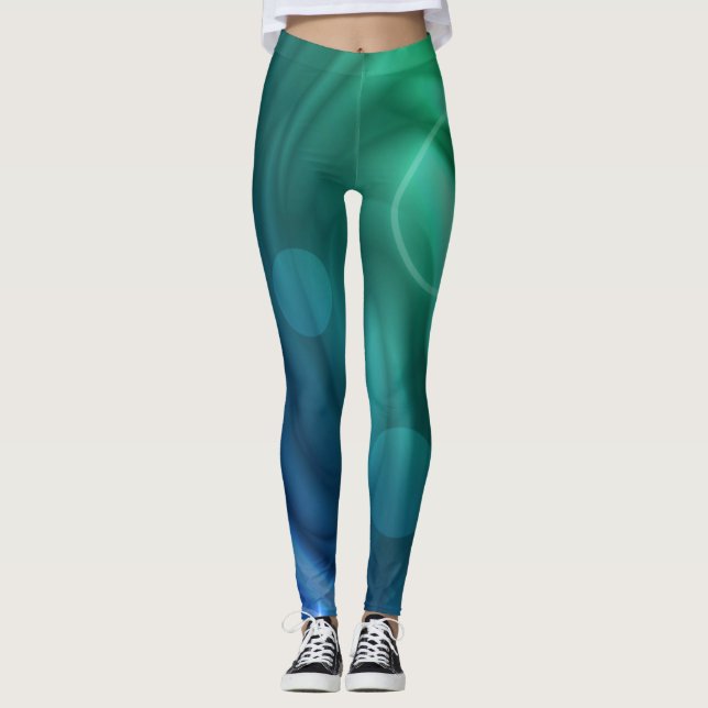 Weicher Blau und grüner Farbmix Leggings (Vorderseite)