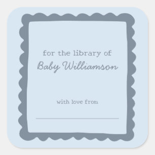 Weicher blauer fantastischer Rand Baby-Bibliotheks Quadratischer Aufkleber