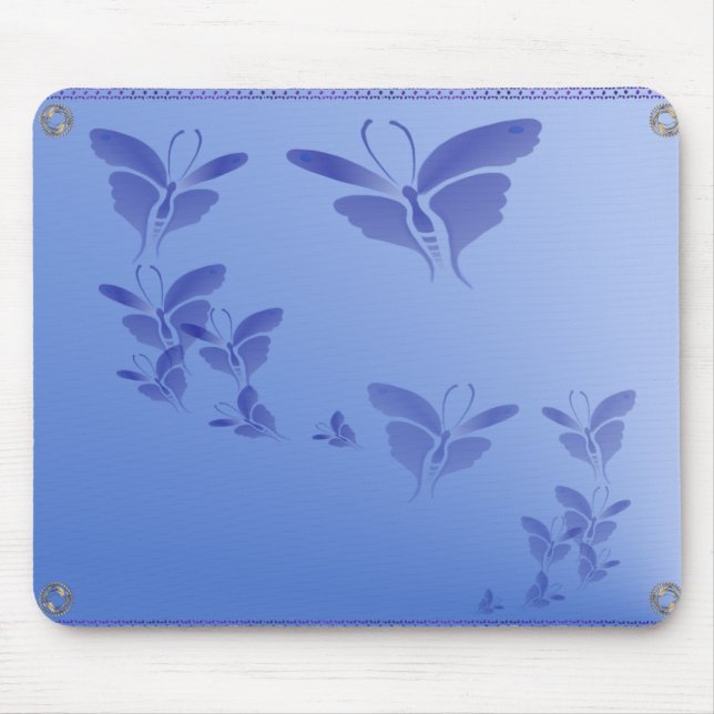 Weicher blauer Schmetterling Mousepad (Vorne)