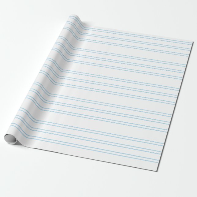 Weicher blauer Streifen auf Weiß, Geschenkpapier (Ungerollt)