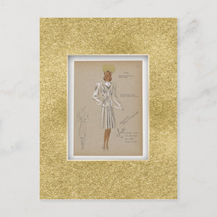 Weicher eleganter Mantel. Mode der 1940er Jahre Postkarte