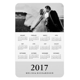 Weicher grauer eleganter Foto-Kalender 2017 des Magnet
