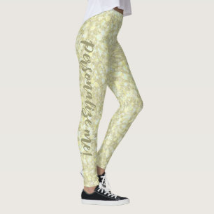 Weicher hellgelber Glitzer CUSTOM TEXT Leggings