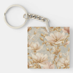 Weicher Magnolien-Schmetterling-Botanik-Muster Schlüsselanhänger