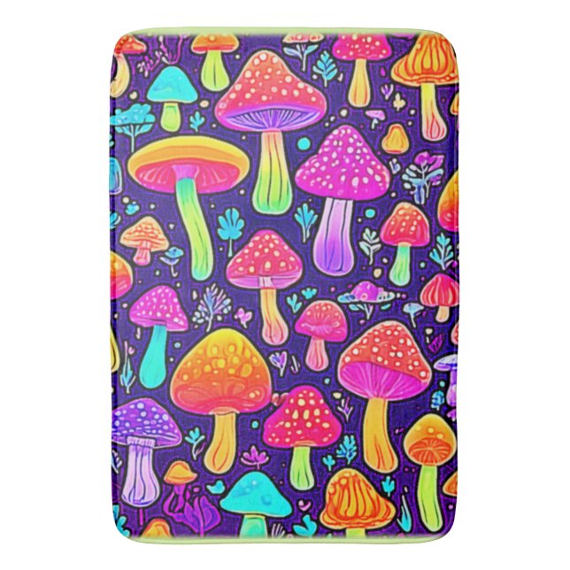Weicher Nebel: Cartoon-Pilz-Patch Badematte (Vorderseite Vertikal)