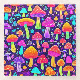 Weicher Nebel: Cartoon-Pilz-Patch Glasuntersetzer