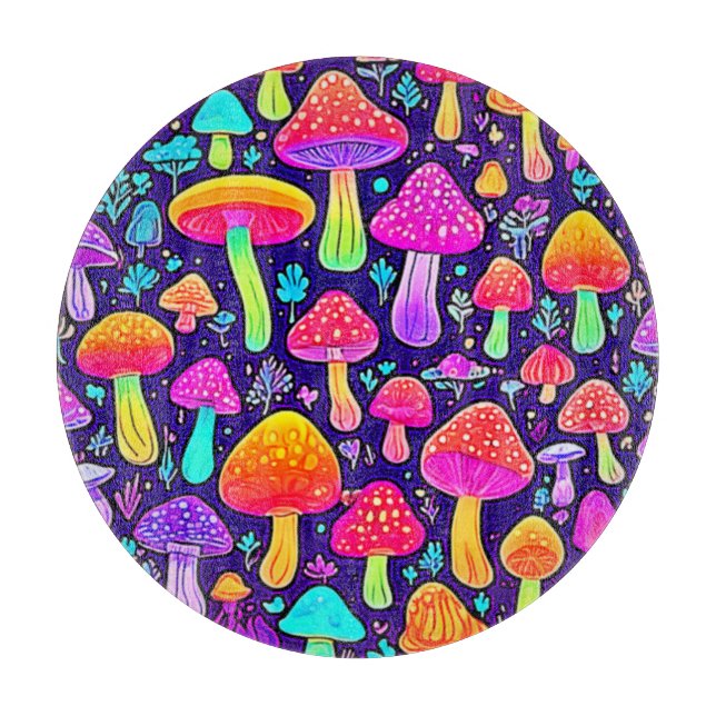 Weicher Nebel: Cartoon-Pilz-Patch Schneidebrett (Vorderseite)