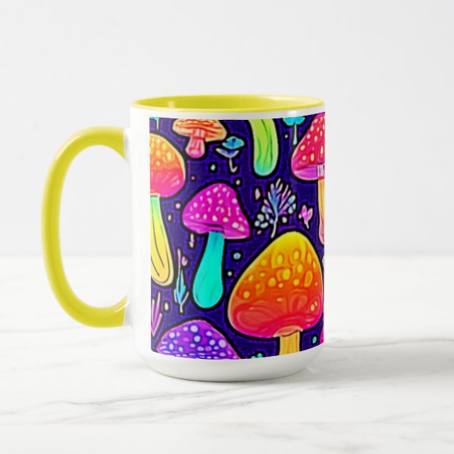 Weicher Nebel: Cartoon-Pilz-Patch Tasse (Links)