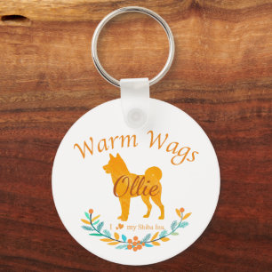 Weicher Pastell-Orange Shiba Inu   Maßgeschneidert Schlüsselanhänger