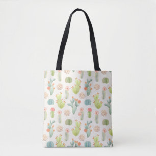 Weicher Pastellkaktus u. saftiges Muster Tasche