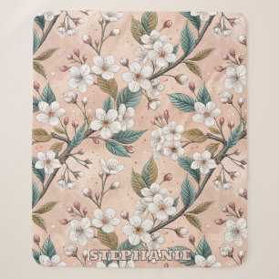 Weicher Pfirsich-Sakura-Zweig Botanisches Muster Sherpadecke