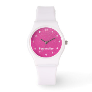 Weicher rosa Glitzer-Druck Armbanduhr