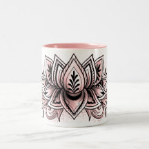 Weicher rosa Lotus-Mandala-Tee-heiße