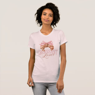 Weicher rosa Schleifen französischer Coquette-Croi T-Shirt