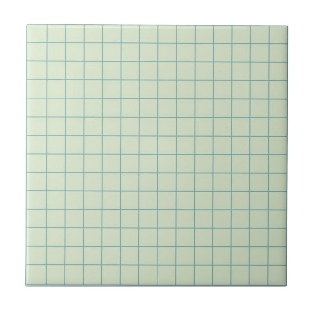 Weicher Salbeigrüner Karomuster Retro-Minimalist Fliese (Vorderseite)