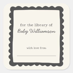 Weicher schwarzer fantastischer Rand Baby-Biblioth Quadratischer Aufkleber