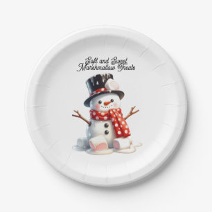 Weicher und süßer Marshmallow-Schneemann Pappteller