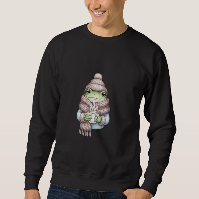 Weicher Wasserfrosch mit Mütze und gestricktem Sch Sweatshirt (Vorderseite)