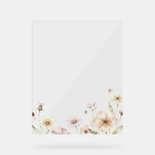 Weicher Wildblumen-Rand Wasserfarben-Hintergrund Acrylschild