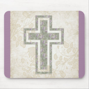 Weiches Abstraktes Lila und grünes Christliches Kr Mousepad