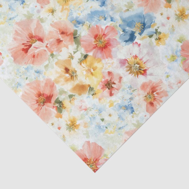 Weiches Aquarell Blumen Boho Wildblumen Geschenkpa Seidenpapier (Detail)