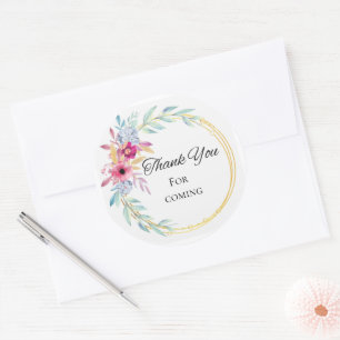 Weiches Aquarell-Blumen-Gold-Rahmen-Dankeschön-Run Runder Aufkleber