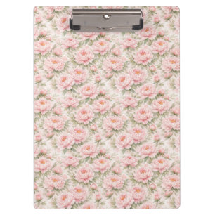 Weiches Aquarell-Pfingstrosen-Blumenmuster nahtlos Klemmbrett