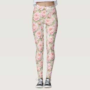 Weiches Aquarell-Pfingstrosen-Blumenmuster nahtlos Leggings