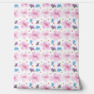 Weiches Aquarell-Rosa-Blumenmuster Tapete