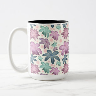 Weiches Aquarell-Rosa-Blumenmuster Tapete Zweifarbige Tasse