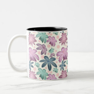 Weiches Aquarell-Rosa-Blumenmuster Tapete Zweifarbige Tasse