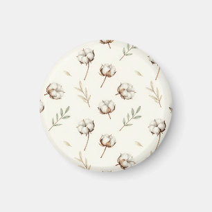 Weiches Baumwollblüten Botanisches Muster Magnet