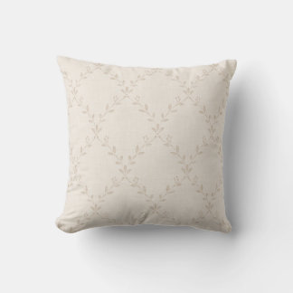 Weiches Beige Boho Blumenranken-Gittermuster Kissen
