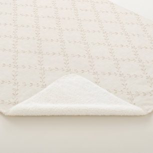 Weiches Beige Boho Blumenranken-Gittermuster Sherpadecke